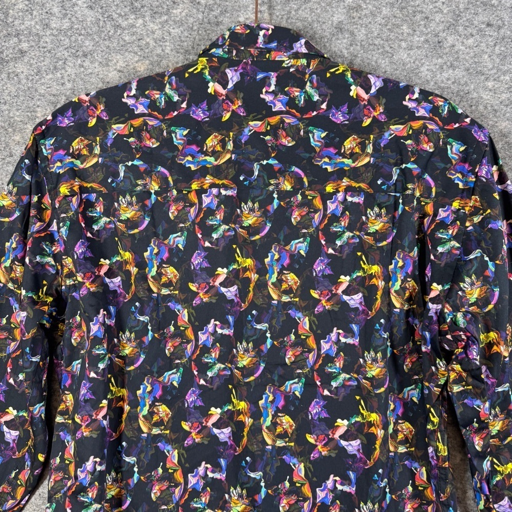 Eight X Premium Abstract Print Button Down Shirt Black Multicolor Size M Cotton - Picture 13 of 15